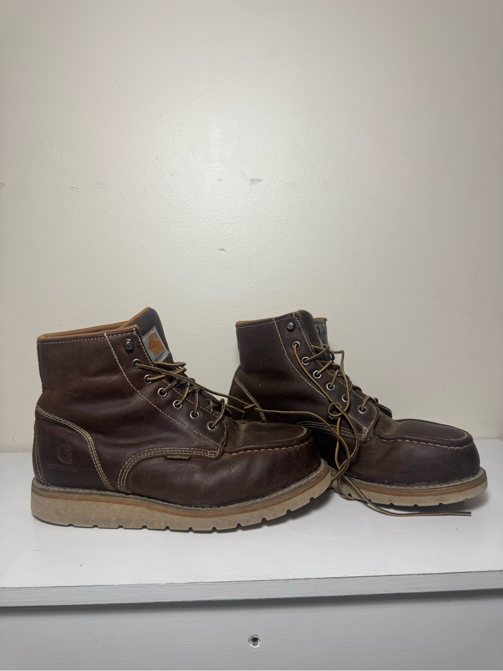 Carhartt CMW6295 Brown Leather Lace-Up Work Boots EH Men's 8.5 M